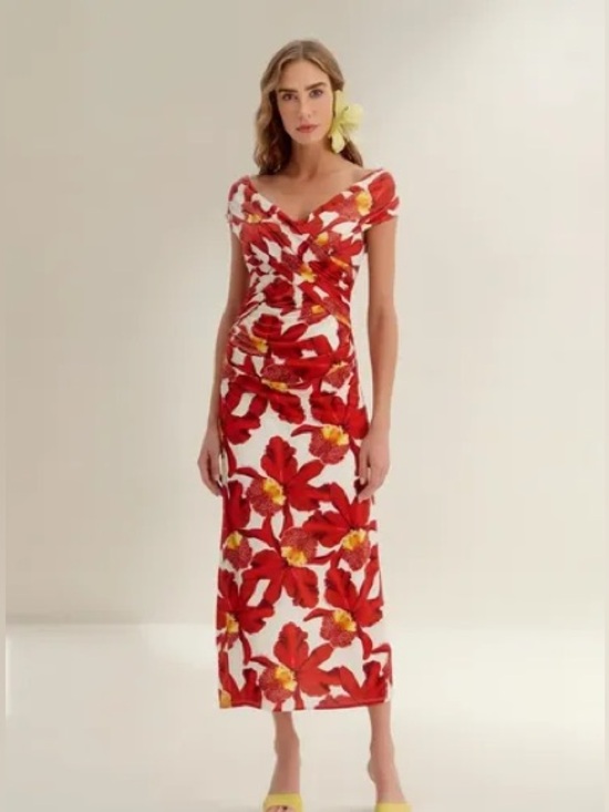 Lanca Perfume Dresses & Skirts - Lanca Perfume Red Orchid Floral Maxi Dress size S